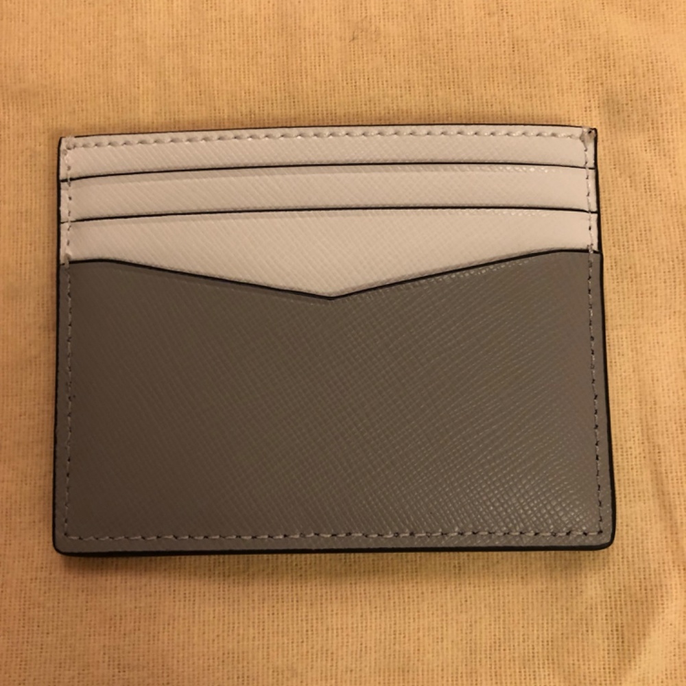 Kate Spade leather card case gray and white - Picture 3 of 4